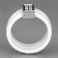 MA3W979 - High polished (no plating) Stainless Steel Ring with Ceramic  in White