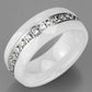 MA3W983 - High polished (no plating) Stainless Steel Ring with Ceramic  in White