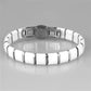 MA3W985 - High polished (no plating) Stainless Steel Bracelet with Ceramic  in White