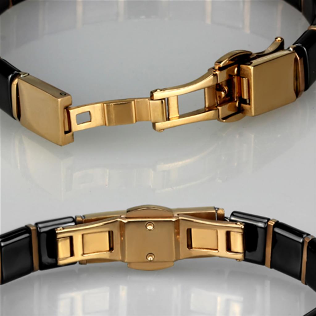 MA3W986 - IP Rose Gold(Ion Plating) Stainless Steel Bracelet with Ceramic  in Jet