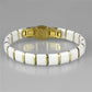 MA3W989 - IP Gold(Ion Plating) Stainless Steel Bracelet with Ceramic  in White