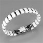 MA3W991 - High polished (no plating) Stainless Steel Bracelet with Ceramic  in White
