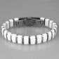 MA3W991 - High polished (no plating) Stainless Steel Bracelet with Ceramic  in White