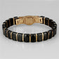MA3W992 - IP Rose Gold(Ion Plating) Stainless Steel Bracelet with Ceramic  in Jet