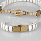 MA3W993 - IP Rose Gold(Ion Plating) Stainless Steel Bracelet with Ceramic  in White