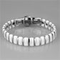 MA3W994 - High polished (no plating) Stainless Steel Bracelet with Ceramic  in White