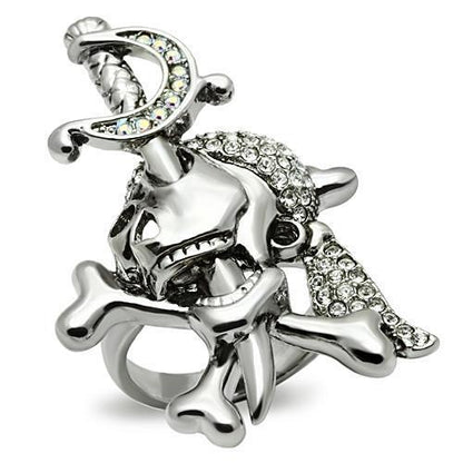 MA3W003 - Ruthenium White Metal Ring with Top Grade Crystal  in Clear