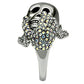 MA3W006 - Rhodium + Ruthenium White Metal Ring with Top Grade Crystal  in Aurora Borealis (Rainbow Effect)