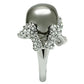MA3W006 - Rhodium + Ruthenium White Metal Ring with Top Grade Crystal  in Aurora Borealis (Rainbow Effect)