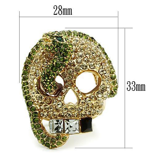 MA3W009 - Gold White Metal Ring with Top Grade Crystal  in Multi Color