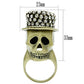 MA3W013 - Antique Copper White Metal Ring with Top Grade Crystal  in Clear