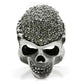 MA3W015 - Antique Silver White Metal Ring with Top Grade Crystal  in Black Diamond