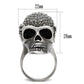MA3W015 - Antique Silver White Metal Ring with Top Grade Crystal  in Black Diamond