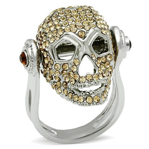 MA3W016 - Rhodium White Metal Ring with Top Grade Crystal  in Citrine Yellow