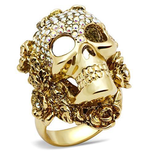 MA3W017 - Gold White Metal Ring with Top Grade Crystal  in Aurora Borealis (Rainbow Effect)
