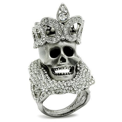 MA3W018 - Matte Rhodium & Rhodium White Metal Ring with Top Grade Crystal  in Clear