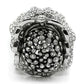 MA3W018 - Matte Rhodium & Rhodium White Metal Ring with Top Grade Crystal  in Clear