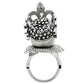 MA3W018 - Matte Rhodium & Rhodium White Metal Ring with Top Grade Crystal  in Clear