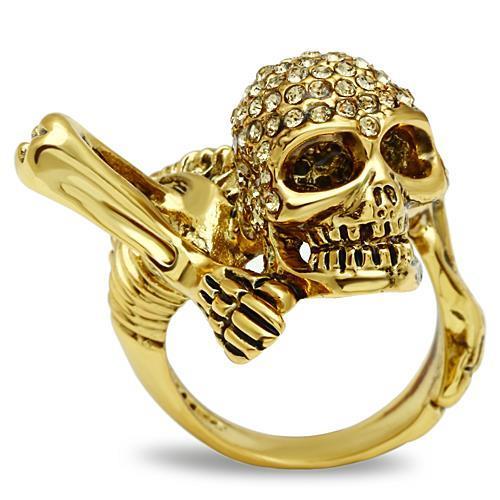 MA3W020 - Gold White Metal Ring with Top Grade Crystal  in Citrine Yellow
