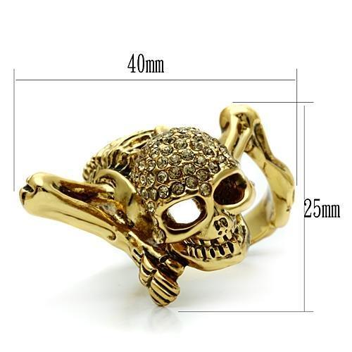 MA3W020 - Gold White Metal Ring with Top Grade Crystal  in Citrine Yellow