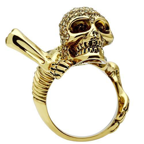 MA3W020 - Gold White Metal Ring with Top Grade Crystal  in Citrine Yellow