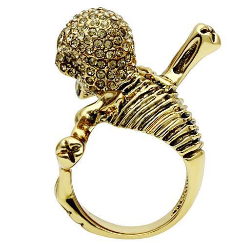 MA3W020 - Gold White Metal Ring with Top Grade Crystal  in Citrine Yellow