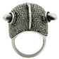 MA3W021 - Antique Silver White Metal Ring with Top Grade Crystal  in Black Diamond