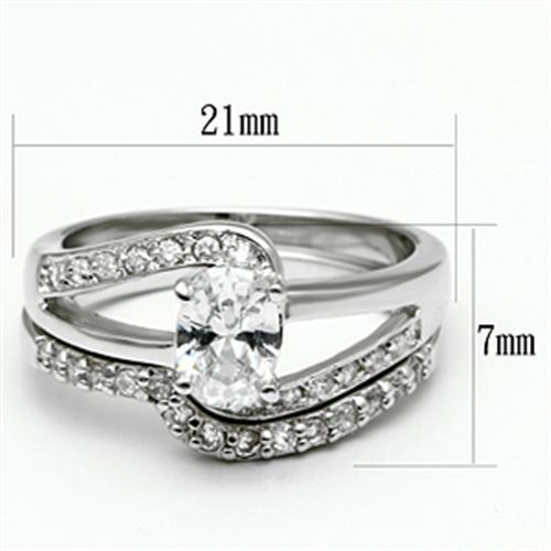MA3W022 - Rhodium Brass Ring with AAA Grade CZ  in Clear