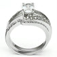 MA3W022 - Rhodium Brass Ring with AAA Grade CZ  in Clear