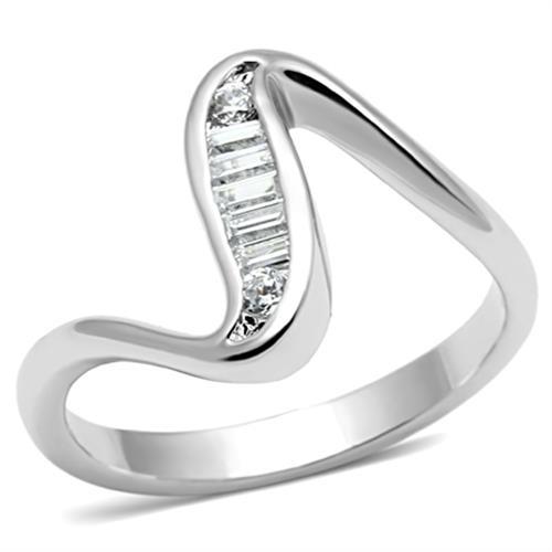 MA3W024 - Rhodium Brass Ring with AAA Grade CZ  in Clear