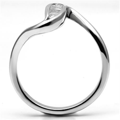 MA3W024 - Rhodium Brass Ring with AAA Grade CZ  in Clear