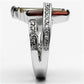 MA3W025 - Rhodium Brass Ring with AAA Grade CZ  in Multi Color
