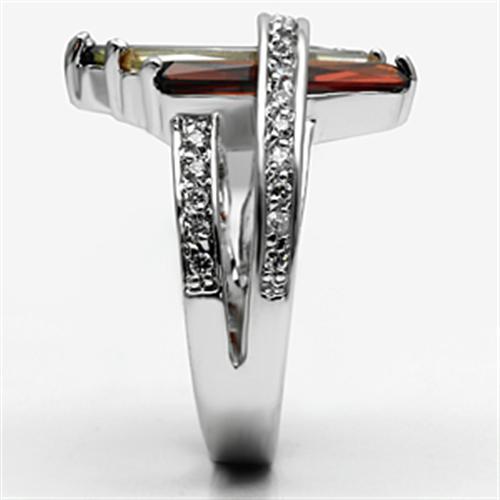 MA3W025 - Rhodium Brass Ring with AAA Grade CZ  in Multi Color