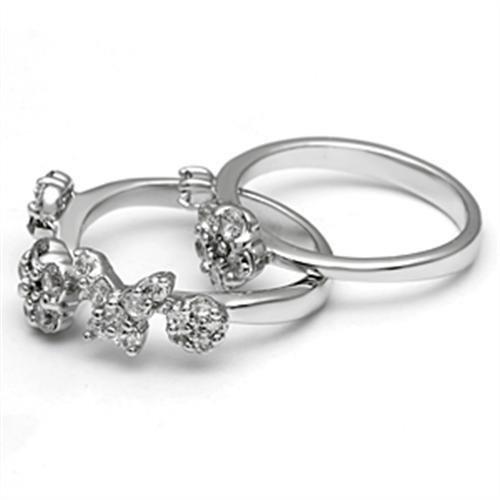 MA3W026 - Rhodium Brass Ring with AAA Grade CZ  in Clear