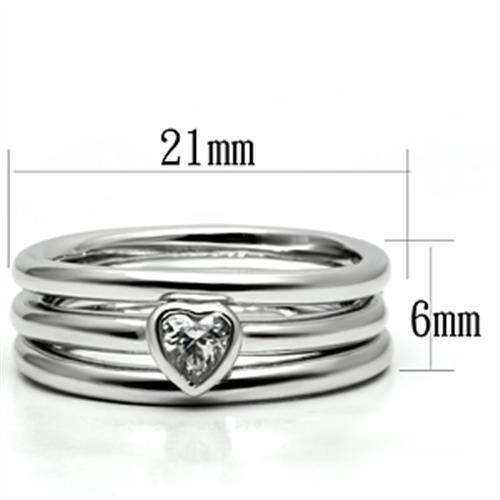 MA3W027 - Rhodium Brass Ring with AAA Grade CZ  in Clear