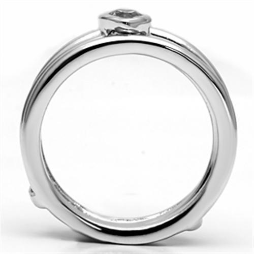 MA3W027 - Rhodium Brass Ring with AAA Grade CZ  in Clear