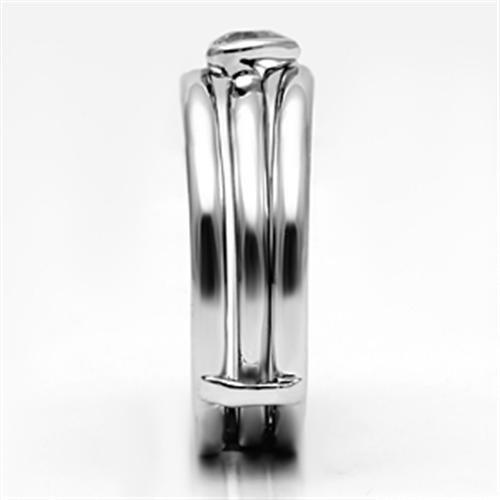 MA3W027 - Rhodium Brass Ring with AAA Grade CZ  in Clear