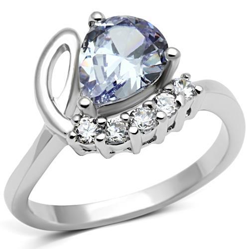 MA3W030 - Rhodium Brass Ring with AAA Grade CZ  in Light Amethyst