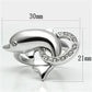 MA3W032 - Rhodium Brass Ring with Top Grade Crystal  in Clear