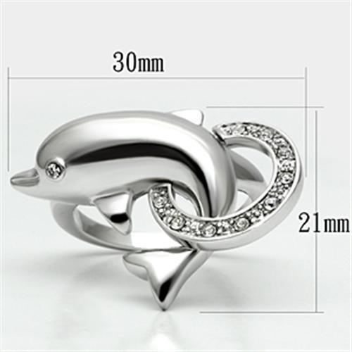 MA3W032 - Rhodium Brass Ring with Top Grade Crystal  in Clear