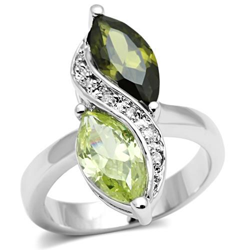 MA3W033 - Rhodium Brass Ring with AAA Grade CZ  in Multi Color