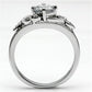 MA3W034 - Rhodium Brass Ring with AAA Grade CZ  in Clear