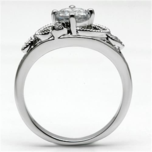 MA3W034 - Rhodium Brass Ring with AAA Grade CZ  in Clear