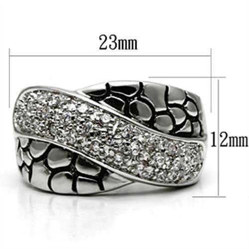 MA3W037 - Rhodium Brass Ring with AAA Grade CZ  in Clear