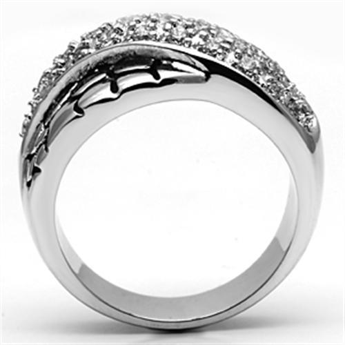 MA3W037 - Rhodium Brass Ring with AAA Grade CZ  in Clear