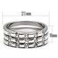 MA3W038 - Rhodium Brass Ring with AAA Grade CZ  in Clear