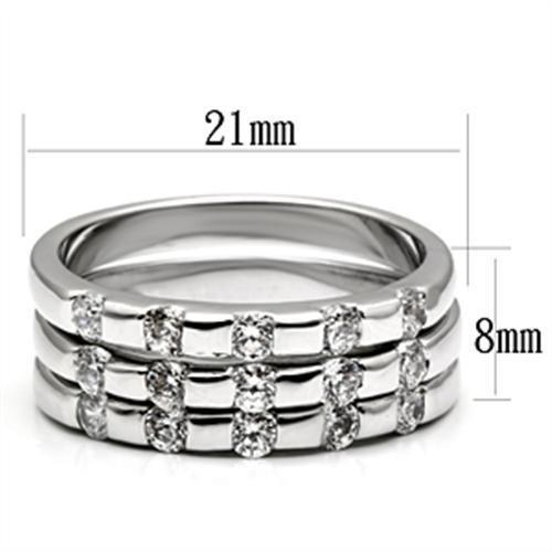 MA3W038 - Rhodium Brass Ring with AAA Grade CZ  in Clear