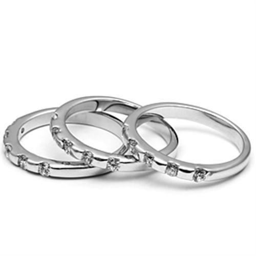 MA3W038 - Rhodium Brass Ring with AAA Grade CZ  in Clear