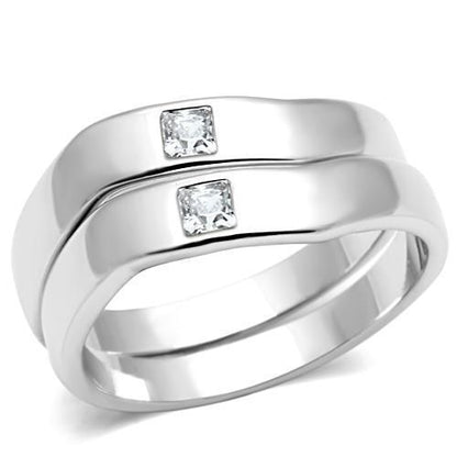 MA3W039 - Rhodium Brass Ring with AAA Grade CZ  in Clear