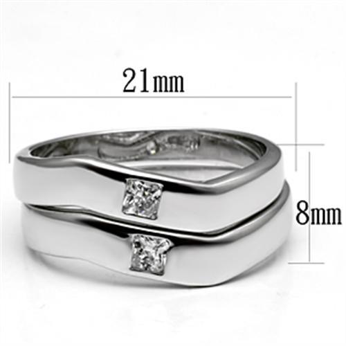 MA3W039 - Rhodium Brass Ring with AAA Grade CZ  in Clear